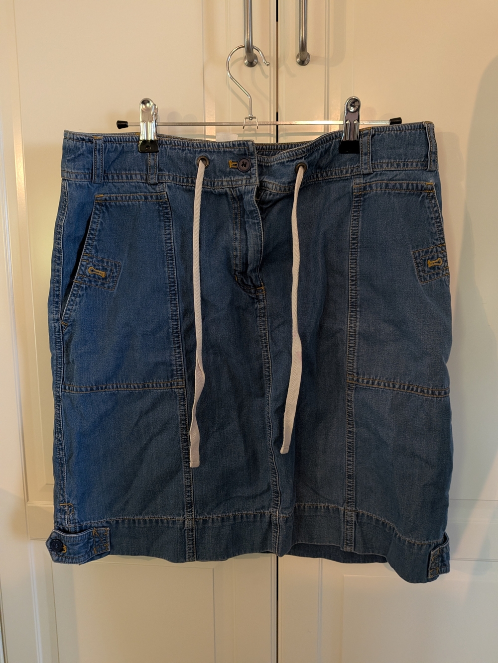 Denim Drawstring Utility Skirt - Blue